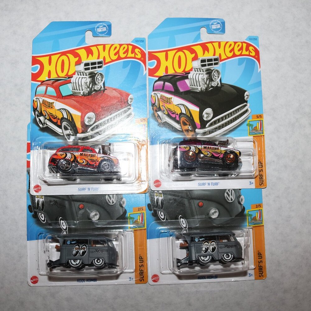 Hot Wheels lot of 4 Surf's Up Kool Kombi and Surf N Turf  NIP